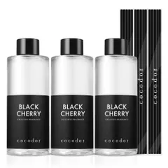 COCODOR ココドール ディフューザーリフィル 詰め替え用 200ml 3個セット ブラックチェリー(Black Cherry) ルームフレグランス - プレゼント 女性 誕生日 記念日 線香 贈り物 ギフト 人気