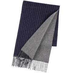 [Elensia] エレンシア カシミヤブレンド リバーシブル マフラー レディース メンズ UVカット98%以上 チェック 30×186cm 160g 全13色 ネイビー チャコール [ネイビー チャコール]