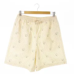 ジェラートピケオム GELATO PIQUE HOMME × コウスケシミズ KOUSUKE SHIMIZU ストライプハーフパンツ ルームウェア ベア アニマル 総柄 M オレンジ PHFP232985 /AO21