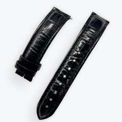 【中古品 時計ベルト】ワニ革　18ｍｍ/16ｍｍ　ブラック