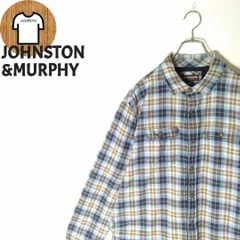 JOHNSTON&MURPHY 長袖 裏地フリースシャツ L A618 両サイドポケット ダブルフラップポケット スナップボタン デザインボタン タータンチェック ジョンストンアンドマーフィー 格子柄 格子模様 ロングスリーブ アメカジ 古着 メンズ
