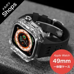 【Apple Watch Ultra 3 / 2 / 1・49mm】バンド アップルウォッチ カバー ベルト シリコン ステンレス ケース 一体型 セット おしゃれ ウルトラ クリア（クリア/ブラック）❶