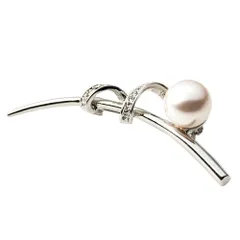 【シルバー×ワンサイズ】[Cream dot. クリームドット公式] ブローチ フォーマル 卒業式 卒園式 入学式 入園式 ママスーツ コサージュ 一粒パール キュービックジルコニア ビジュー ツイスト カーブ ピン 華やか 大人 上品  