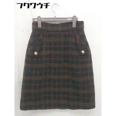◇ ◎ ViS ビス タグ付き チェック 起毛 膝丈 スカート サイズM ブラック ブラウン レディース  【中古】 【1111120007189】