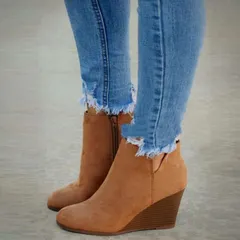 即購入OK ショート ブーツ レディース ウェッジソール スエード ヒョウ柄 ショートブーツ 靴 ウェッジ おしゃれ 歩きやすい 秋 冬 ブーティー トレンド レディース靴 エレガント カジュアル 大きいサイズ