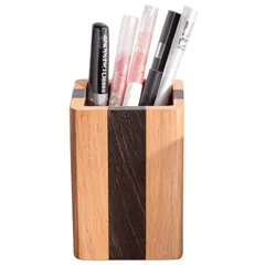 [シャンディニー] 木製 ペンスタンド ペン立て 木目 卓上収納 収納 小物収納 文具 文具収納 シンプル ストライプ
