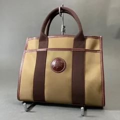 Ch1《美品》 HUNTING WORLD ハンティング ワールド キャンバス × レザー ハンドバッグ ブラウン カーキ 手提げ カバン 鞄k02i