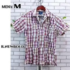 メンズM■美品■R.NEWBOLD アールニューボールド■パッチワーク シャツ■コットン・チェック