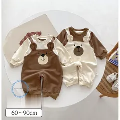 ベビー服 ロンパース くま 男の子 女の子 60 70 80 90 長袖 出産祝い 赤ちゃん カバーオール 秋冬 春 新生児