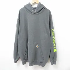 XL/古着 カーハート Carhartt 長袖 スウェット パーカー メンズ 00s ビッグロゴ 大きいサイズ ロング丈 濃グレー 霜降り 25mar14 中古 スエ