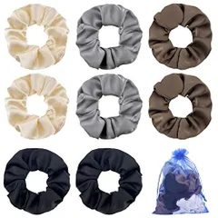 4色-A Yi-gog シュシュ ヘアゴム おしゃれ8個セット シルクヘアゴム 髪飾りセット ヘアゴム 黒 髪留め サテン ヘアアクセサリー シルクヘアタイ おしゃれ シュシュ 髪飾り おしゃれ 上品 通勤 大人 可愛い レディース ヘアアクセ