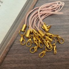 ✨★簡単に作れる♪「カニカン付きストラップ紐」✨【ピンク】＊（同系10本入り）セット★✨