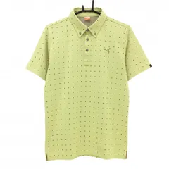 プーマ 半袖ポロシャツ イエロー系×パープル ドット ボタンダウン メンズ L ゴルフウェア PUMA