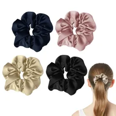【特価商品】髪に優しい 静電気防止 髪飾り 大人っぽい ヘアアクセサリ 大人 おしゃれ 髪ゴム ボリューム プレゼント 4個セット ヘアゴム シルクシュシュ Morices