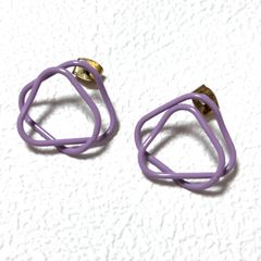 ピアス 図形 紫 パープル パステル風【407】