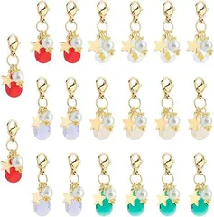 【在庫処分】PH PandaHall ラインストーン チャーム 20個 5色 しずく ガラスストーン パール ペンダント ステンレススチール製 ナスカン付き アクセサリーパーツ ハンドメイド 素材 ネックレス ピアス ジュエリー作り 手芸材料 手作り素