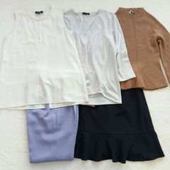 【春コーデセット】セオリー　アイシービー　ザラ　ロペピクニック　エネストネーション　ノースリーブブラウス　Vネックブラウス　モックネックセーター　スカート　ストレートパンツ　白　グレー　茶　黒　ラベンダー　レディースカジュアル　レディースフォーマル　Sサイズ