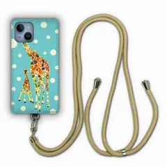 [iPhoneSE 第3世代/第2世代/8/7] スマホショルダー スマホケース iPhone14 ケース アイフォン15 14 13 12 SE 第3世代 第2世代 スマホケース カバー 動物 アニマル柄 背面保護 キリン 親子 水玉