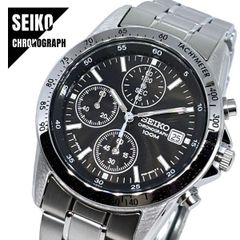 318 稼働【未使用】SEIKO 時計 クロノグラフ ブラック メンズ デイト