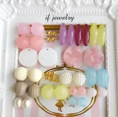 シャーベットカラー アクリルビーズetc40点アソートセット☆送料無料