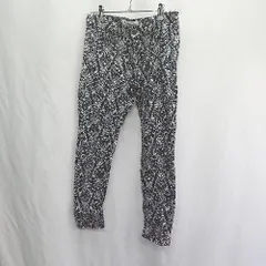 ◇ Θ N Natural Beauty Basic 総柄 ストレートパンツ サイズS ブラック ホワイト レディース E  【1411210014746】
