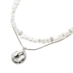 【シルバー×アソート】[Cream dot. クリームドット公式] ネックレス レディース 2点セット 金属アレルギー ニッケルフリー ショート スネークチェーン パール クラフト調 取り外し 3way 大人 シンプル 