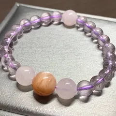 ★SALE1500円→1200円★【No625】天然石ブレスレット　オレンジムーンストーン　ローズクォーツ　ラベンダーアメジスト