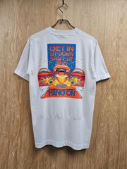 【US古着】90s USA製 Bel Air Diner T-shirt |  90年代タグ フルーツオブザルーム ベルエア・ダイナー 企業ロゴ ホットロッド クラシックカー 両面プリント 半袖 Tシャツ シングルステッチ ホワイト M