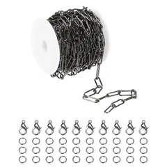 uxcell 10ft ライトブ ラッ クメッキチェーン ステンレススチール ペーパークリップネックレス チェーン バルク ジャンプリング ロブスターク ラスプ ジュ エリーメイキング DIY クラフト