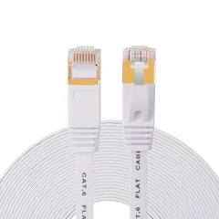 AnKuly LANケーブル (60m) フラットケーブル CAT6準拠 1Gbps/250MHz ランケーブル RJ45コネクタ 1.5mm厚 やわらか イーサネットケーブル サーバー 企業様向け 業務用 カテゴリ6(ホワイト) 1