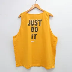 XL/古着 ナイキ NIKE タンクトップ メンズ ワンポイントロゴ JUST DO IT 大きいサイズ コットン クルーネック 黄 イエロー 25aug12 中古