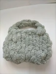 HAY2-003　パイルチャンキーニット　もこもこ毛糸　マンドゥバッグ　ハンドバッグ　アイスグリーン