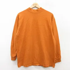 XL/古着 長袖 ビンテージ Tシャツ メンズ 90s 無地 コットン モックネック ハイネック オレンジ 25sep03 中古
