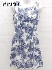 ◇ Talbots タルボット 総柄 ノースリーブ 膝丈 ワンピース サイズ0 ホワイト ブルー レディース  【中古】 【1002801401283】