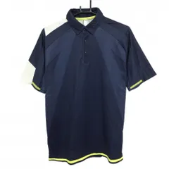 ★値下げ★アディダス 半袖ポロシャツ ネイビー×白 総柄 襟ロゴ メンズ L ゴルフウェア adidas