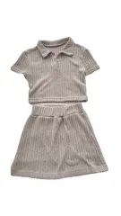 ピーチビーン セットアップ 夏 ニット ベージュ ポロッティ スカート セット