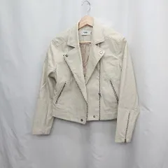 ◇ ⊇ AZUL BY MOUSSY アズールバイマウジー フェイクレザー 長袖 ジャケット サイズM アイボリー レディース E  【1505220000728】
