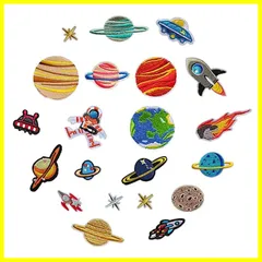 GOODCHI ワッペン 刺繍 アイロン 貼り付けまたは縫い付け 宇宙大集合 男の子 女の子 男女兼用 星球ワッペン 宇宙船 人気セット 補修パッチ ワッペン 着脱式 21枚セット
