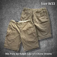 90s Polo by Ralph Lauren Chino Shorts ポロラルフローレン チノショーツ チノパンツ ベージュ W33 スリランカ製 ショートパンツ ミニポニー ロゴ刺繍 トラディショナル 定番 クラシック