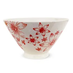 【人気商品】11.5cm 波佐見焼 茶碗 日本製 アート 勲山窯 フラワー J-kitchens レッドのサムネイル