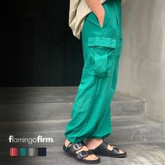 【SALE!50%OFF】80S イージーカーゴパンツ flamingo firm フラミンゴファーム 510085 flamingo firm レディース ワイドパンツ フリーサイズ オレンジ グリーン ブラウン ブラック カーゴパンツ 新品 正規品