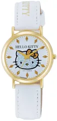 【人気商品】防水 革ベルト ハローキティ 日本製 アナログ 0009N003 腕時計 レディース Q&Q] ホワイト [シチズン ゴールド