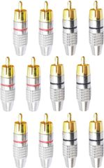 shymie 金メッキ RCA プラグ 端子 ミキサー ターミナル はんだレス オス ジャック ケーブル オーディオ red black 12個セット(レッド ブラック)