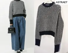 人気/即完/新品■ASTRAET(アストラット) 5Gウールブレンド ロングスリーブ ローゲージニット■5413-299-0225