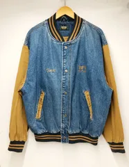 Whitesville コットン バーシティ　スタジャン　デニムジャケット80s USA製 90s Carhartt Zip Up Denim Varsity Jacket . (Size：M