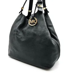 【良品】 Michael Kors マイケルコース トートバッグ ハンドバッグ ショルダーバッグ レザー 革 ブラック 黒色 ゴールド金具 ロゴチャーム ユニセックス 男女兼用 メンズ レディース