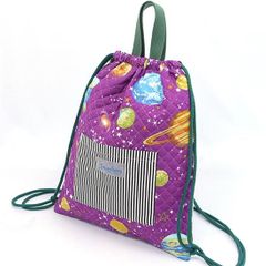 新品 namioto  ナップサック(スタンダード) ひみつの世界 パープル×ストライプ（入園・入学）リュックサック　通園バッグ　キルティングバッグ　お稽古バッグ　リュック 子供用　日本製