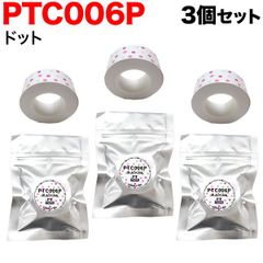 【在庫限り値下げ！】 キングジム用 テプラ Lite 互換 テープカートリッジ 感熱紙 PTC006P 3個セット 　15mm／ドット柄／黒文字　TPR-PTC006P-3P