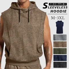 ノースリーブパーカー メンズ パーカー  タンクトップ 袖なし  夏パーカー 無地ゆったり 大きいサイズ  韓国風  トレーニングウェア プルオーバー 運動着 筋トレ スポーツウェア ジム フィットネス 夏服 スポーツウェア dongfei01