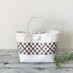 ふみ　プラカゴ　3点 プラかごバッグ ボーダー柄 マルチカラー プラカゴ プラカゴ